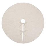 Fennco Styles Red Piping Design Decorative Christmas Tree Skirt 56 Inch Round - Linen Blend Holiday Tree Skirt for Home, Christmas Tree, Indoor Outdoor Decoration