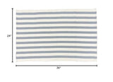 Fennco Styles Woven Classic Striped Area Rug 24" W x 51" L - Navy Blue Cotton Blend Carpet Indoor Outdoor Floor Mat for Living Room, Entryway, Bedroom and Floor Décor