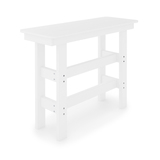 White 48 Rail Hugger Counter Table on a white background