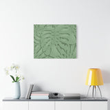 Sage Green Monstera Canvas Print – Botanical Wall Art