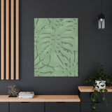 Sage Green Monstera Canvas Print – Botanical Wall Art