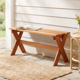 Outdoor Wood Bench Set of 2 - 36 Inch Backless Patio Seating