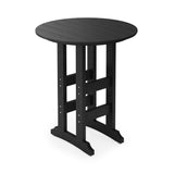 Black round bar height table on a white background