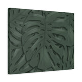 Deep Green Monstera Canvas Print – Botanical Wall Art