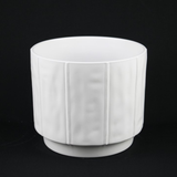 3-Piece White Stoneware Planter Pot Set with Soft Vertical Texture