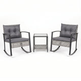 3-Piece Outdoor Rocking Chair Set with Coffee Table - Gray