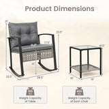 3-Piece Outdoor Rocking Chair Set with Coffee Table - Gray