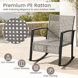 3-Piece Outdoor Rocking Chair Set with Coffee Table - Gray