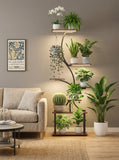 Metal 8-Tier Corner Plant Stand | Indoor Tree-Shape Plant Shelf