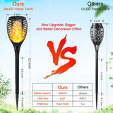 4-Pack Solar Flickering Flame Torch Lights – 23 Inch, 33 LEDs, Dusk-to-Dawn, IP65 Outdoor Lights
