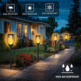 4-Pack Solar Flickering Flame Torch Lights – 23 Inch, 33 LEDs, Dusk-to-Dawn, IP65 Outdoor Lights