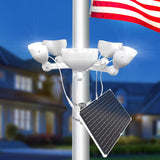 800W Solar Flag Pole Light for 15-40ft flagpole 5 Spotlights，Adjustable Clamps Fits 3-6''Diameter Inground Poles from Dusk to Dawn