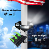 800W Solar Flag Pole Light for 15-40ft flagpole 5 Spotlights，Adjustable Clamps Fits 3-6''Diameter Inground Poles from Dusk to Dawn