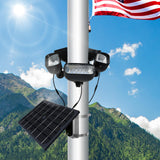 800W Solar Flag Pole Light for 15-40ft flagpole 5 Spotlights，Adjustable Clamps Fits 3-6''Diameter Inground Poles from Dusk to Dawn