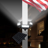 800W Solar Flag Pole Light for 15-40ft flagpole 5 Spotlights，Adjustable Clamps Fits 3-6''Diameter Inground Poles from Dusk to Dawn