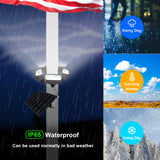 800W Solar Flag Pole Light for 15-40ft flagpole 5 Spotlights，Adjustable Clamps Fits 3-6''Diameter Inground Poles from Dusk to Dawn