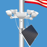 800W Solar Flag Pole Light for 15-40ft flagpole 5 Spotlights，Adjustable Clamps Fits 3-6''Diameter Inground Poles from Dusk to Dawn