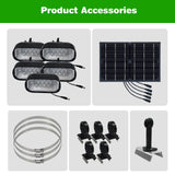 800W Solar Flag Pole Light for 15-40ft flagpole 5 Spotlights，Adjustable Clamps Fits 3-6''Diameter Inground Poles from Dusk to Dawn