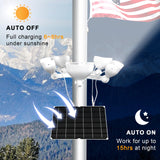 800W Solar Flag Pole Light for 15-40ft flagpole 5 Spotlights，Adjustable Clamps Fits 3-6''Diameter Inground Poles from Dusk to Dawn