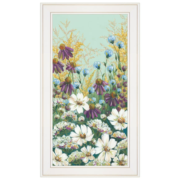 Floral Field Day White Framed Print Wall Art - FREE SHIPPING
