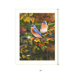 Bluebirds 2 White Framed Print Wall Art - FREE SHIPPING
