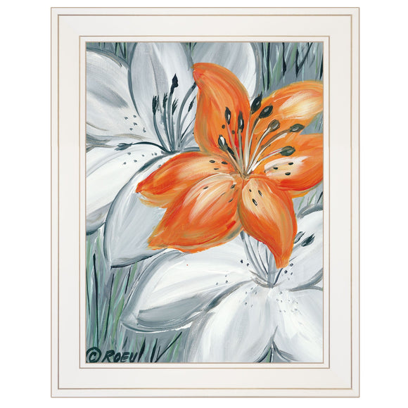 Tiger Lily in Orange 1 White Framed Print Wall Art - FREE SHIPPING