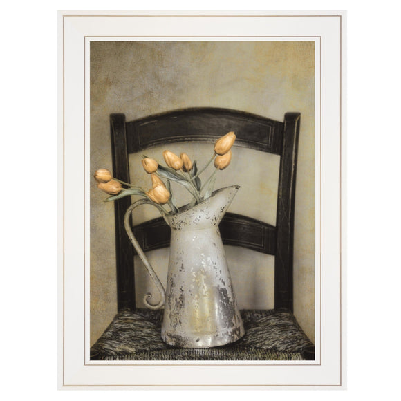 Golden Tulips 1 White Framed Print Wall Art - FREE SHIPPING