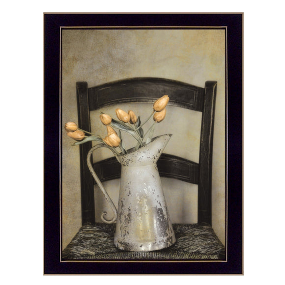 Golden Tulips 2 Black Framed Print Wall Art - FREE SHIPPING