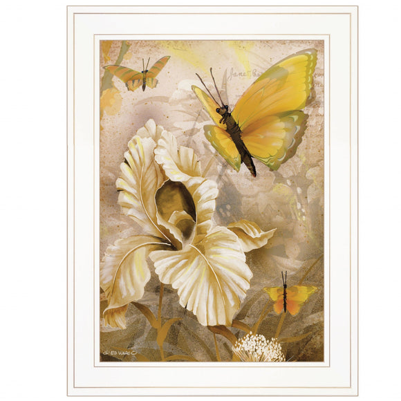 Flowers and Butterflies I 2 White Framed Print Wall Art - FREE SHIPPING