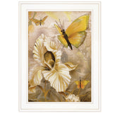 Flowers and Butterflies I 2 White Framed Print Wall Art - FREE SHIPPING
