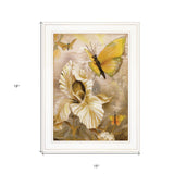Flowers and Butterflies I 2 White Framed Print Wall Art - FREE SHIPPING