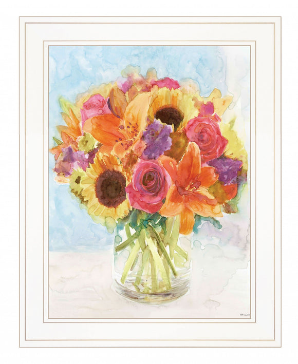 Vases with Flowers 1 White Framed Print Wall Art - FREE SHIPPING