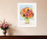 Vases with Flowers 1 White Framed Print Wall Art - FREE SHIPPING