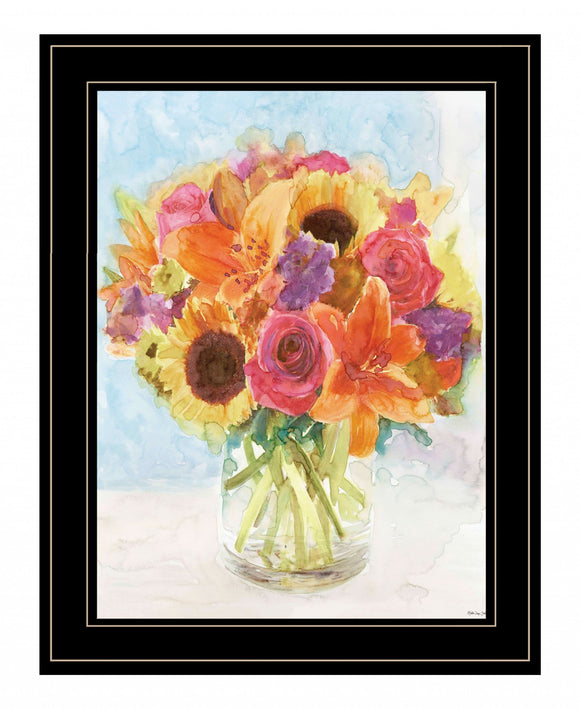 Vases with Flowers 1 Black Framed Print Wall Art - FREE SHIPPING