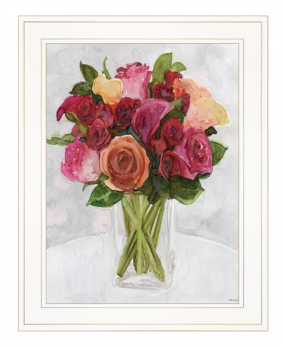 Vases with Flowers II 1 White Framed Print Wall Art - FREE SHIPPING