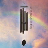 Biblical Bells Series Wind Chime labeled 'King David's Harp' against a colorful sky background