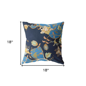 18" Navy Blue Garden Indoor Outdoor Throw Pillow - FREE SHIPPING