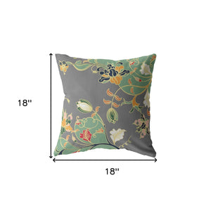 18" Green Gray Garden Indoor Outdoor Throw Pillow - FREE SHIPPING