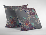16" Purple Gray Garden Indoor Outdoor Throw Pillow - FREE SHIPPING