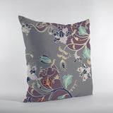 16" Purple Gray Garden Indoor Outdoor Throw Pillow - FREE SHIPPING