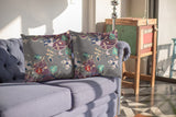 16" Purple Gray Garden Indoor Outdoor Throw Pillow - FREE SHIPPING