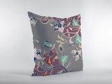 18" Purple Gray Garden Indoor Outdoor Throw Pillow - FREE SHIPPING