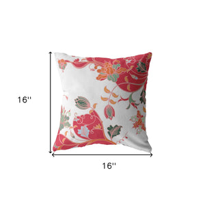 16" Red White Garden Indoor Outdoor Throw Pillow - FREE SHIPPING