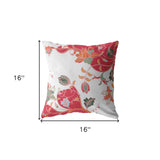 16" Red White Garden Indoor Outdoor Throw Pillow - FREE SHIPPING