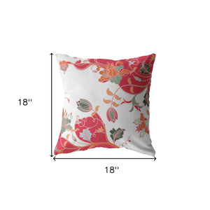 18" Red White Garden Indoor Outdoor Throw Pillow - FREE SHIPPING