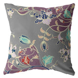 16" Purple Gray Garden Indoor Outdoor Throw Pillow - FREE SHIPPING
