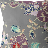 18" Purple Gray Garden Indoor Outdoor Throw Pillow - FREE SHIPPING