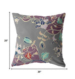 18" Purple Gray Garden Indoor Outdoor Throw Pillow - FREE SHIPPING