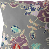 18" Purple Gray Garden Indoor Outdoor Throw Pillow - FREE SHIPPING