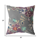 18" Purple Gray Garden Indoor Outdoor Throw Pillow - FREE SHIPPING